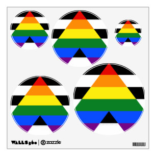 SlipperyJoe's straight ally flag smooth rainbow gr Wall Decal