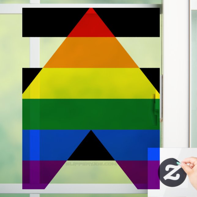 SlipperyJoe's straight ally flag smooth rainbow gr Window Cling (Home)