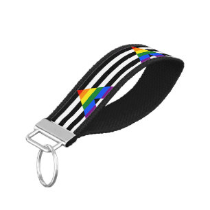 SlipperyJoe's straight ally flag smooth rainbow gr Wrist Keychain