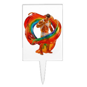 SlipperyJoe's striking modern Pride-themed masculi Cake Topper