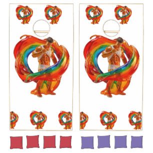 SlipperyJoe's striking modern Pride-themed masculi Cornhole Set