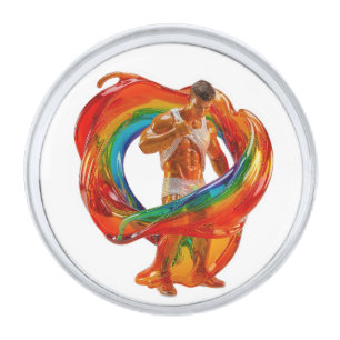 SlipperyJoe's striking modern Pride-themed masculi Silver Finish Lapel Pin