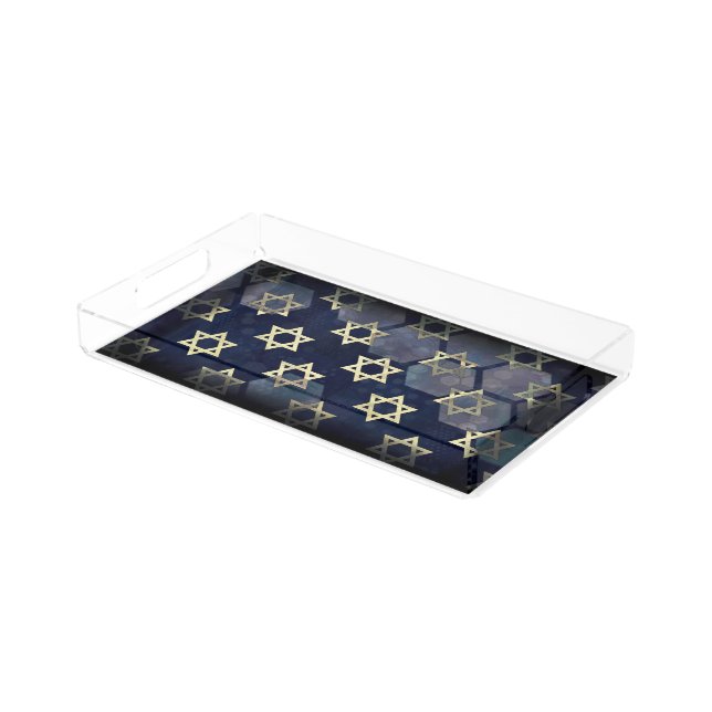 SlipperyJoe's strong Hanukkah vibe Star of David m Acrylic Tray (Angled)