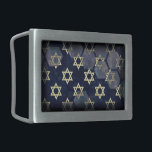SlipperyJoe's strong Hanukkah vibe Star of David m Belt Buckle<br><div class="desc">SlipperyJoe's strong Hanukkah vibe Star of David motif symbol symbolizing Jewish identity and tradition artistic subtle silvery-gray tone deep midnight-blue background traditional colors associated Hebrew celebrations religious light shining into darkness digital stained glass effect repeated clean geometric patterns creates rhythm and unity elegant contemporary abstract symbolism</div>