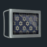 SlipperyJoe's strong Hanukkah vibe Star of David m Belt Buckle<br><div class="desc">SlipperyJoe's strong Hanukkah vibe Star of David motif symbol symbolizing Jewish identity and tradition artistic subtle silvery-gray tone deep midnight-blue background traditional colors associated Hebrew celebrations religious light shining into darkness digital stained glass effect repeated clean geometric patterns creates rhythm and unity elegant contemporary abstract symbolism</div>
