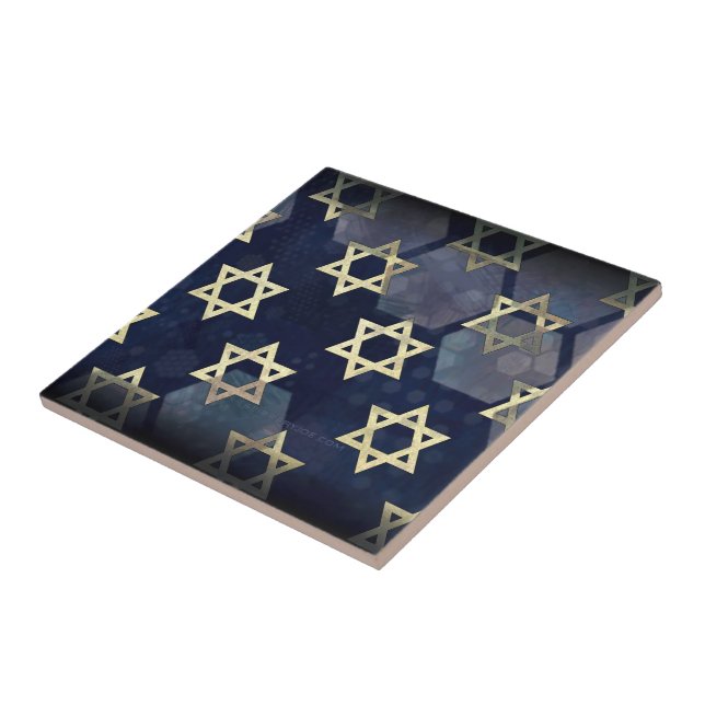 SlipperyJoe's strong Hanukkah vibe Star of David m Ceramic Tile (Side)