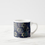 SlipperyJoe's strong Hanukkah vibe Star of David m Espresso Cup<br><div class="desc">SlipperyJoe's strong Hanukkah vibe Star of David motif symbol symbolizing Jewish identity and tradition artistic subtle silvery-gray tone deep midnight-blue background traditional colors associated Hebrew celebrations religious light shining into darkness digital stained glass effect repeated clean geometric patterns creates rhythm and unity elegant contemporary abstract symbolism</div>