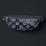 SlipperyJoe's strong Hanukkah vibe Star of David m Fanny Pack<br><div class="desc">SlipperyJoe's strong Hanukkah vibe Star of David motif symbol symbolizing Jewish identity and tradition artistic subtle silvery-gray tone deep midnight-blue background traditional colors associated Hebrew celebrations religious light shining into darkness digital stained glass effect repeated clean geometric patterns creates rhythm and unity elegant contemporary abstract symbolism</div>