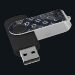 SlipperyJoe's strong Hanukkah vibe Star of David m Flash Drive<br><div class="desc">SlipperyJoe's strong Hanukkah vibe Star of David motif symbol symbolizing Jewish identity and tradition artistic subtle silvery-gray tone deep midnight-blue background traditional colors associated Hebrew celebrations religious light shining into darkness digital stained glass effect repeated clean geometric patterns creates rhythm and unity elegant contemporary abstract symbolism</div>