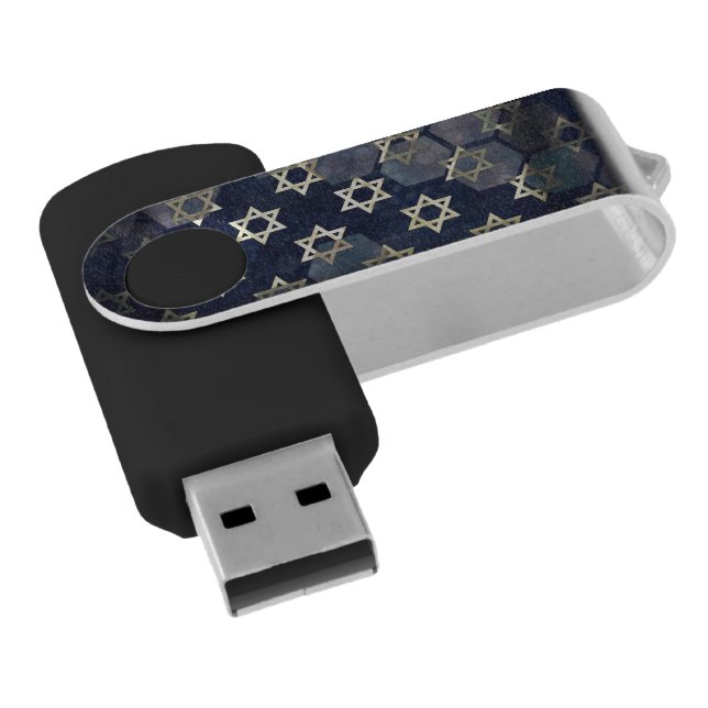 SlipperyJoe's strong Hanukkah vibe Star of David m Flash Drive (Angled)