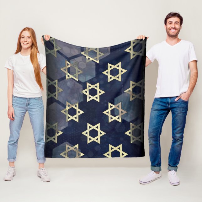 SlipperyJoe's strong Hanukkah vibe Star of David m Fleece Blanket (In Situ)