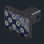 SlipperyJoe's strong Hanukkah vibe Star of David m Hitch Cover<br><div class="desc">SlipperyJoe's strong Hanukkah vibe Star of David motif symbol symbolizing Jewish identity and tradition artistic subtle silvery-gray tone deep midnight-blue background traditional colors associated Hebrew celebrations religious light shining into darkness digital stained glass effect repeated clean geometric patterns creates rhythm and unity elegant contemporary abstract symbolism</div>