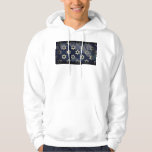 SlipperyJoe's strong Hanukkah vibe Star of David m Hoodie<br><div class="desc">SlipperyJoe's strong Hanukkah vibe Star of David motif symbol symbolizing Jewish identity and tradition artistic subtle silvery-gray tone deep midnight-blue background traditional colors associated Hebrew celebrations religious light shining into darkness digital stained glass effect repeated clean geometric patterns creates rhythm and unity elegant contemporary abstract symbolism</div>