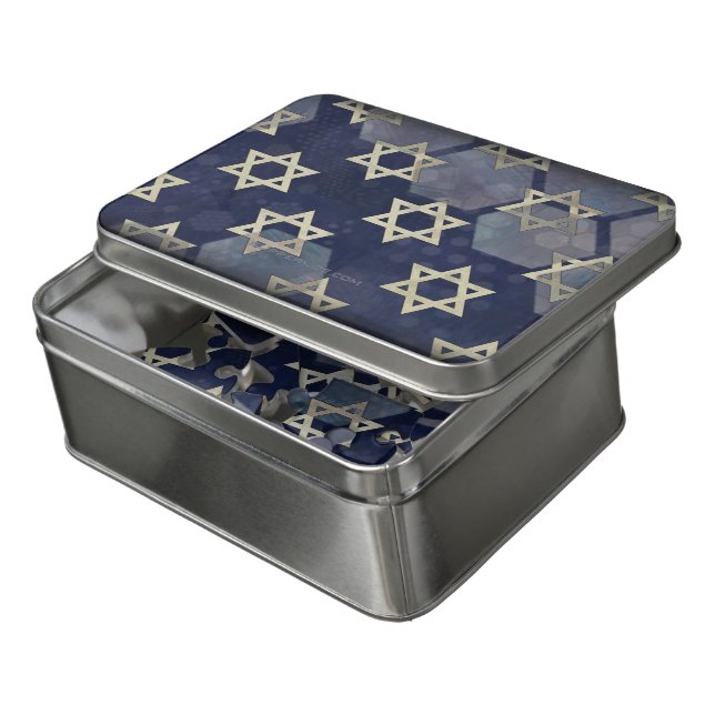 SlipperyJoe's strong Hanukkah vibe Star of David m Jigsaw Puzzle (Lid Open)