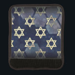 SlipperyJoe's strong Hanukkah vibe Star of David m Luggage Handle Wrap<br><div class="desc">SlipperyJoe's strong Hanukkah vibe Star of David motif symbol symbolizing Jewish identity and tradition artistic subtle silvery-gray tone deep midnight-blue background traditional colors associated Hebrew celebrations religious light shining into darkness digital stained glass effect repeated clean geometric patterns creates rhythm and unity elegant contemporary abstract symbolism</div>