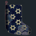 SlipperyJoe's strong Hanukkah vibe Star of David m Small Christmas Stocking<br><div class="desc">SlipperyJoe's strong Hanukkah vibe Star of David motif symbol symbolizing Jewish identity and tradition artistic subtle silvery-gray tone deep midnight-blue background traditional colors associated Hebrew celebrations religious light shining into darkness digital stained glass effect repeated clean geometric patterns creates rhythm and unity elegant contemporary abstract symbolism</div>