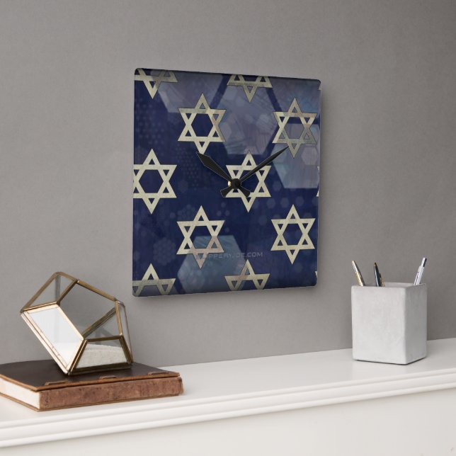 SlipperyJoe's strong Hanukkah vibe Star of David m Square Wall Clock (Office)