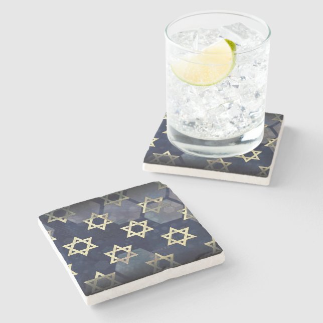 SlipperyJoe's strong Hanukkah vibe Star of David m Stone Coaster (Side)