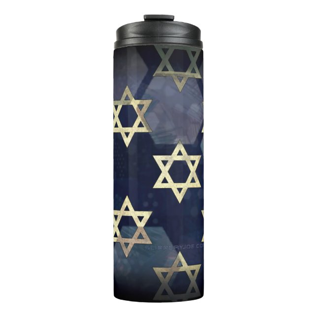 SlipperyJoe's strong Hanukkah vibe Star of David m Thermal Tumbler (Front)