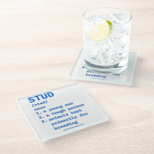 SlipperyJoe's stud definition animals dictionary b Glass Coaster