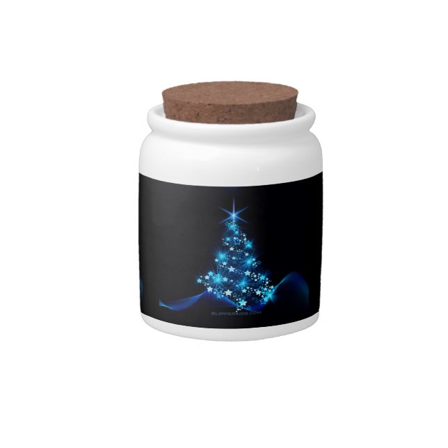 SlipperyJoe's stylized glowing Christmas tree brig Candy Jar (Front)