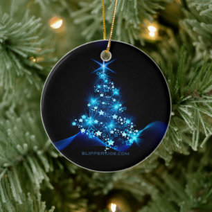 SlipperyJoe's stylized glowing Christmas tree brig Ceramic Ornament