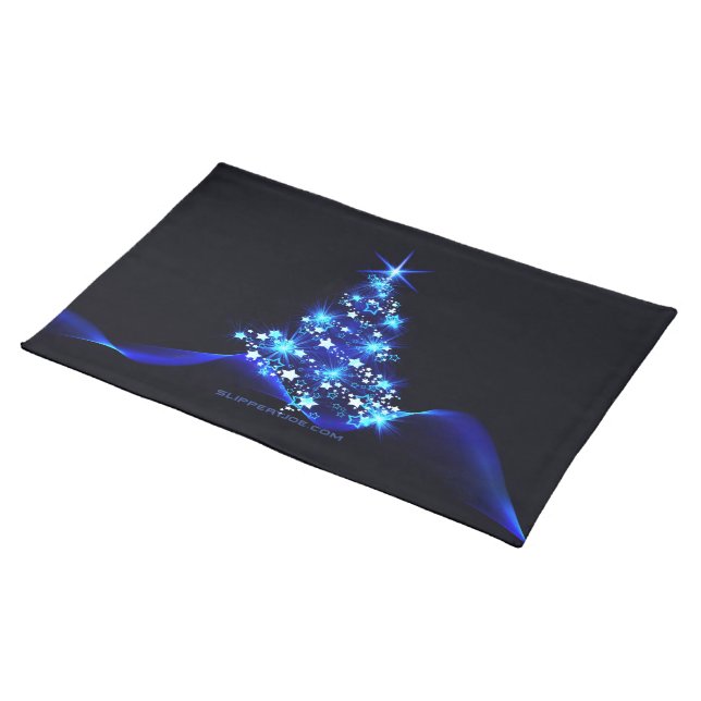 SlipperyJoe's stylized glowing Christmas tree brig Cloth Placemat (On Table)