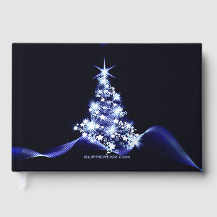 SlipperyJoe's stylized glowing Christmas tree brig Foil Guest Book