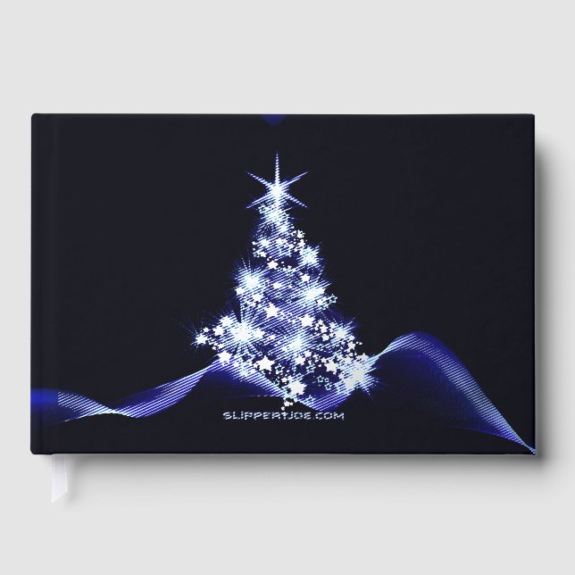 SlipperyJoe's stylized glowing Christmas tree brig Foil Guest Book (Front)