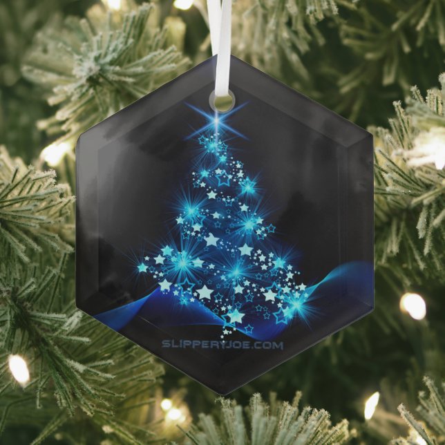 SlipperyJoe's stylized glowing Christmas tree brig Glass Ornament (Insitu)