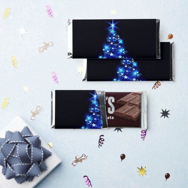 SlipperyJoe's stylized glowing Christmas tree brig Hershey Bar Favors (Front)