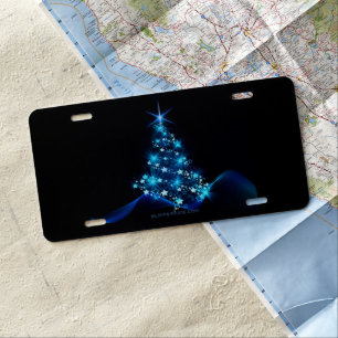 SlipperyJoe's stylized glowing Christmas tree brig License Plate
