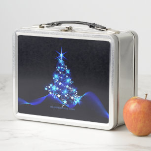 SlipperyJoe's stylized glowing Christmas tree brig Metal Lunch Box