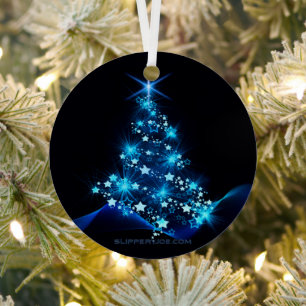 SlipperyJoe's stylized glowing Christmas tree brig Metal Ornament