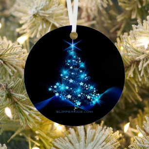 SlipperyJoe's stylized glowing Christmas tree brig Metal Ornament