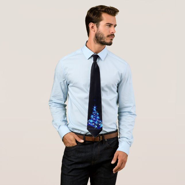 SlipperyJoe's stylized glowing Christmas tree brig Neck Tie (In Situ)
