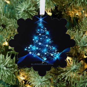 SlipperyJoe's stylized glowing Christmas tree brig Ornament Card