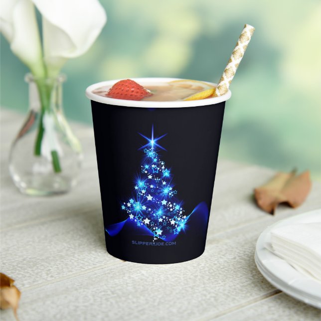 SlipperyJoe's stylized glowing Christmas tree brig Paper Cups (Insitu)