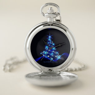 SlipperyJoe's stylized glowing Christmas tree brig Pocket Watch