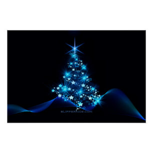 SlipperyJoe's stylized glowing Christmas tree brig Poster