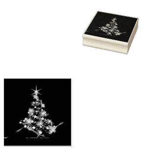 SlipperyJoe's stylized glowing Christmas tree brig Rubber Stamp