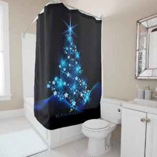 SlipperyJoe's stylized glowing Christmas tree brig Shower Curtain