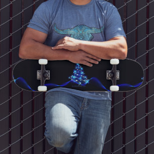 SlipperyJoe's stylized glowing Christmas tree brig Skateboard
