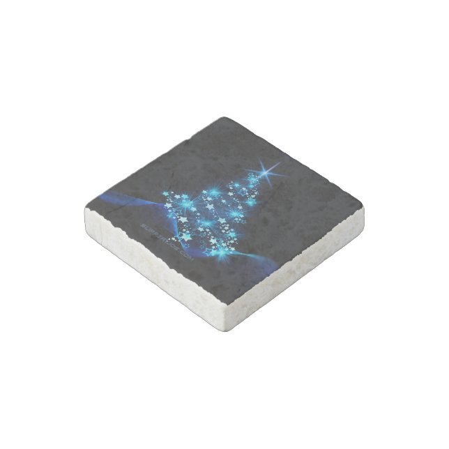 SlipperyJoe's stylized glowing Christmas tree brig Stone Magnet (Angled)