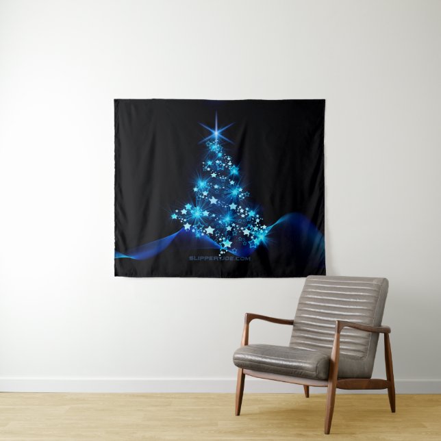 SlipperyJoe's stylized glowing Christmas tree brig Tapestry (In Situ (Horizontal))