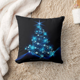 SlipperyJoe's stylized glowing Christmas tree brig Throw Pillow