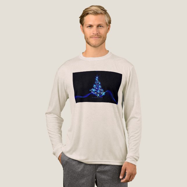 SlipperyJoe's stylized glowing Christmas tree brig Tri-Blend Shirt (Full Front)