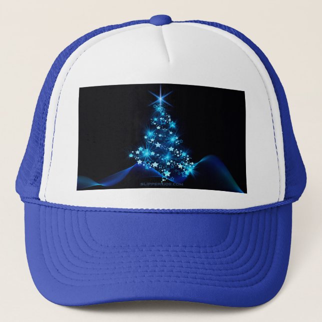 SlipperyJoe's stylized glowing Christmas tree brig Trucker Hat (Front)