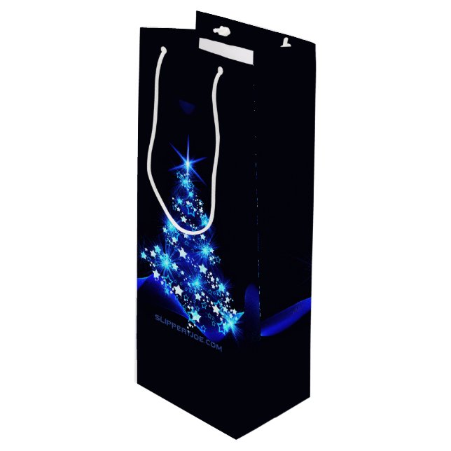 SlipperyJoe's stylized glowing Christmas tree brig Wine Gift Bag (Front Angled)