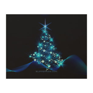 SlipperyJoe's stylized glowing Christmas tree brig Wood Wall Art